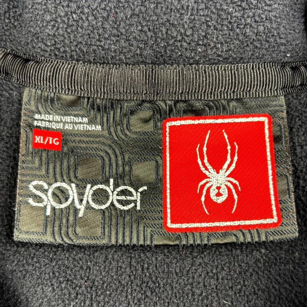 Spyder Fleece Jacket Womens XL Black Silver Stripe Full Zip Ski Mid Layer 0044